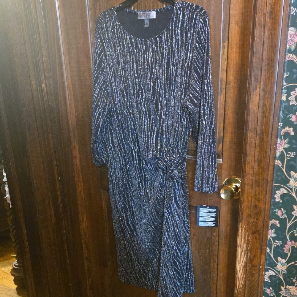 Kasper Black and Silver Long Sleeve NWT Dress